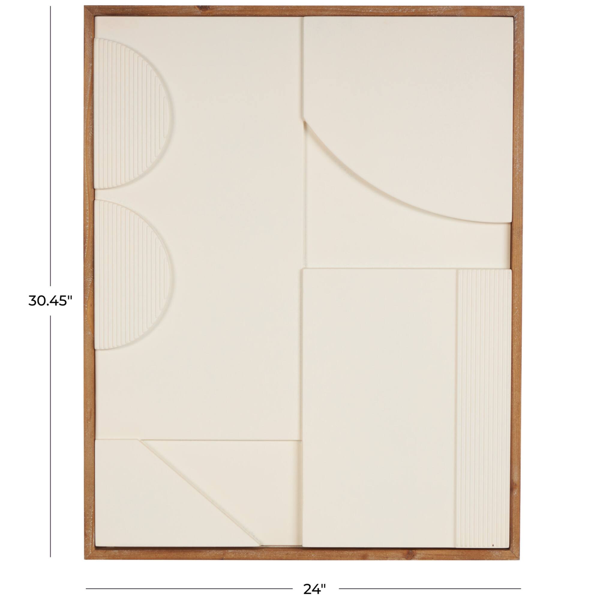 Wall Décor Cream Wood Geometric Design with Brown Wood Frame